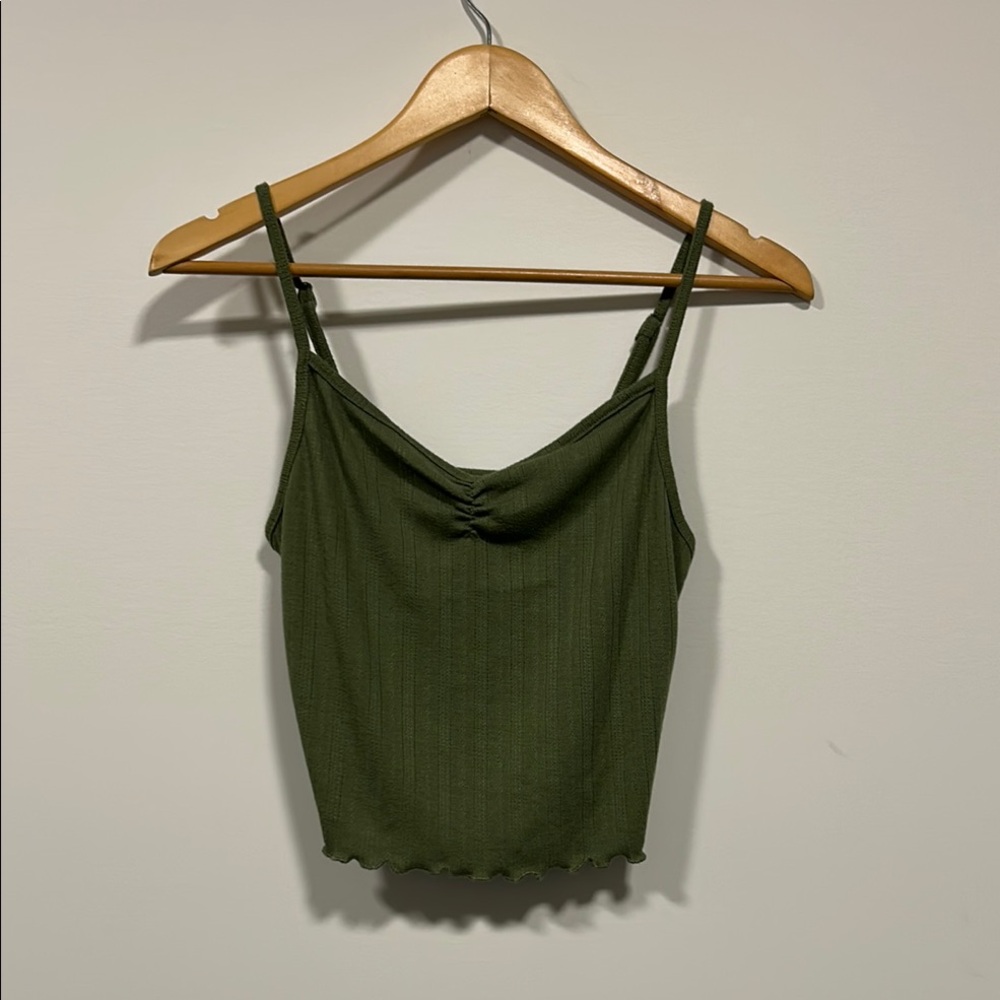 Brandy Melville Green Ribbed Crop Camisole
